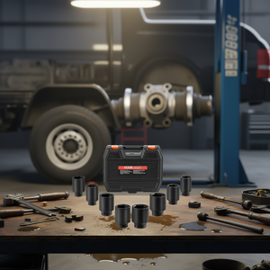 Jeu de douilles à chocs Vevor Deep 6 Point 1/2 Drive Axle Nut Impact Socket Set 8Pcs SAE pour transmission et essieux de camion - Product Image 2