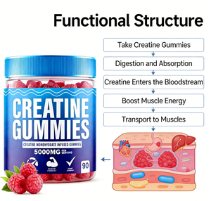 Gummies de créatine OEM en gros – 5000 mg de créatine monohydrate, 120 unités – Gummies de créatine et électrolytes – Vente chaude en gros - Product Image 4