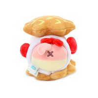 Peluche chat gaufré, jouet en peluche réversible de 6 pouces avec détails fraise, adorable peluche chat sur le thème des desserts
