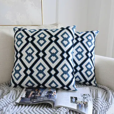 Geometric Pattern Chinese Classical Embroidery Home Pillow Fashion Sofa Pillow, 2019 New Chinese Blue And White Porcelain /
