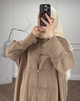 Robe musulmane en lin naturel, coupe ample décontractée, abaya islamique en lin pour femmes, robe évasée modeste, robe de mode du Moyen-Orient