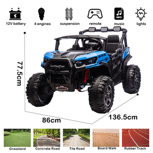 รถยนต์เด็กนั่งขับ 4 ล้อ OEM แบบสองที่นั่ง โครงสร้างพลาสติก แบตเตอรี่ 12V พร้อมรีโมทคอนโทรล 2.4G - Product Image 2