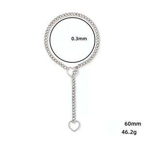 ハートモチーフ ラリアット ネックレス Oリング スライドチェーン ステンレス製 ヒップホップ パンク ロック スタイル - Product Image 3