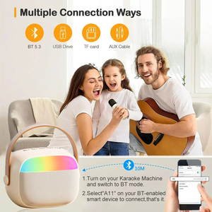 Máquina de Karaoke RGB Light 5,3 System 2 Micrófono inalámbrico Audio de tres vías Micrófono Altavoz Hogar Familia Cantando Regalo para niños - Product Image 4