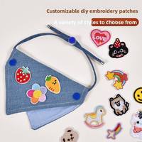Bavoirs pour animaux de compagnie, lingettes anti-bave, patchs brodés DIY, color blocking, tissu denim moderne et classique, serviettes en coton uni, universels pour chats et chiens