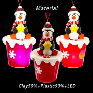 Arbre de Noël Père Noël éclairé à la main avec pendentif seau de flocons de neige ornement pour noël Led Santa seau décoration de cadeau de fête - Product Image 2