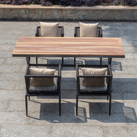 Ensemble de mobilier de jardin nordique pour balcon, table de salle à manger d'extérieur en aluminium tressé avec 4 chaises pour terrasse et patio