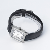 Montre minimaliste carrée en acier inoxydable Rebirth 002, bracelet en cuir PU original, montre à quartz pour homme d'affaires, bracelet assorti pour femme