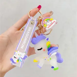 Creatore di portachiavi unicorno in plastica con Logo personalizzato in PVC 3d Cartoon