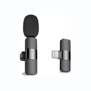 MAYBESTA Profissional Microfone Lavalier Lapel sem fio para iPhone, iPad Cordless Omnidirectional Gravação Condensador Mic