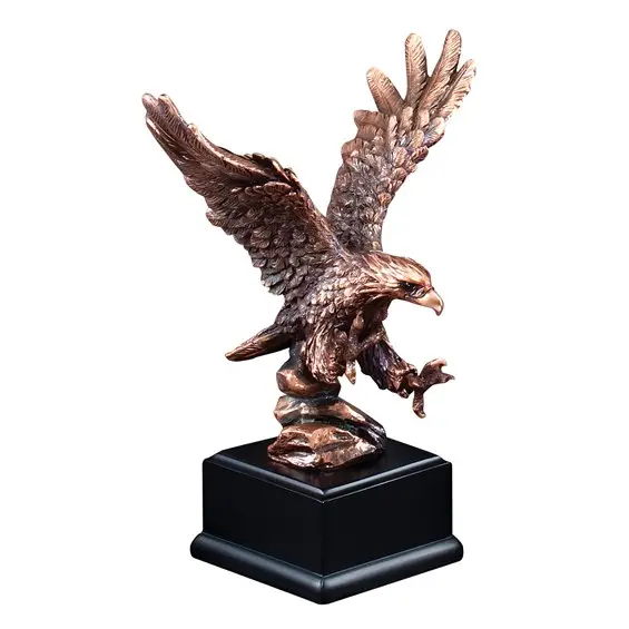 Bronze Eagle Head Sculpture With American Flag On Black Base Resin Crafts Eagle Home Office Decoration Resin Crafts