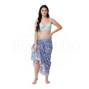 ผ้าซิ่นพิมพ์ลายบล็อกทำมือขายดีสำหรับผู้หญิง ผ้าคลุมบิกินี่น้ำหนักเบา เหมาะสำหรับใส่ไปเที่ยวทะเลและรีสอร์ทในช่วงฤดูร้อน - Product Image 2