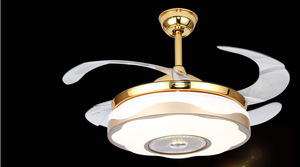 Hoge Kwaliteit Plafond Ventilator Verlichting Goud Moderne Kristallen Met Afstandsbediening Onzichtbare <span class=keywords><strong>Blade</strong></span> Voor Thuis Eetkamer Woonkamer - Product Image 4
