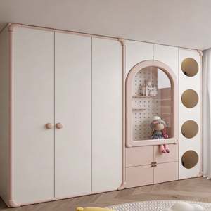 BALOM Customized Modern Girl Bedroom <b>Wardrobe</b> with Arch Glass Display & Round Decor Panels - Product Image 5