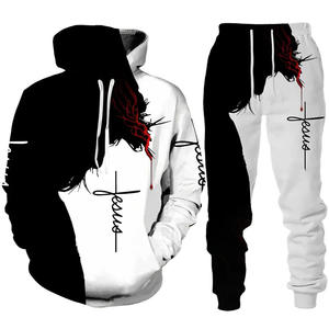 All'ingrosso Jesus 3D <span class=keywords><strong>leone</strong></span> stampato <span class=keywords><strong>felpa</strong></span> <span class=keywords><strong>con</strong></span> <span class=keywords><strong>cappuccio</strong></span> + pantaloni due pezzi Set tuta uomo donna felpe <span class=keywords><strong>con</strong></span> <span class=keywords><strong>cappuccio</strong></span> autunno e inverno abito da uomo - Product Image 2