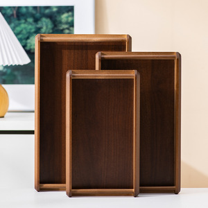 Walnut Colored Bamboo <b>Tray</b> Rectangular With Handle Breakfast Serving Hotel Display <b>Storage</b> <b>Tray</b> - Product Image 4