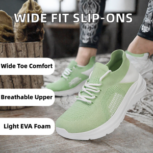 <b>Women</b> Knit Walking Shoes Breathable Stretch Fabric <b>Socks</b> Lightweight Cushioned EVA Sole Wide Toe Round Toe - Product Image 2
