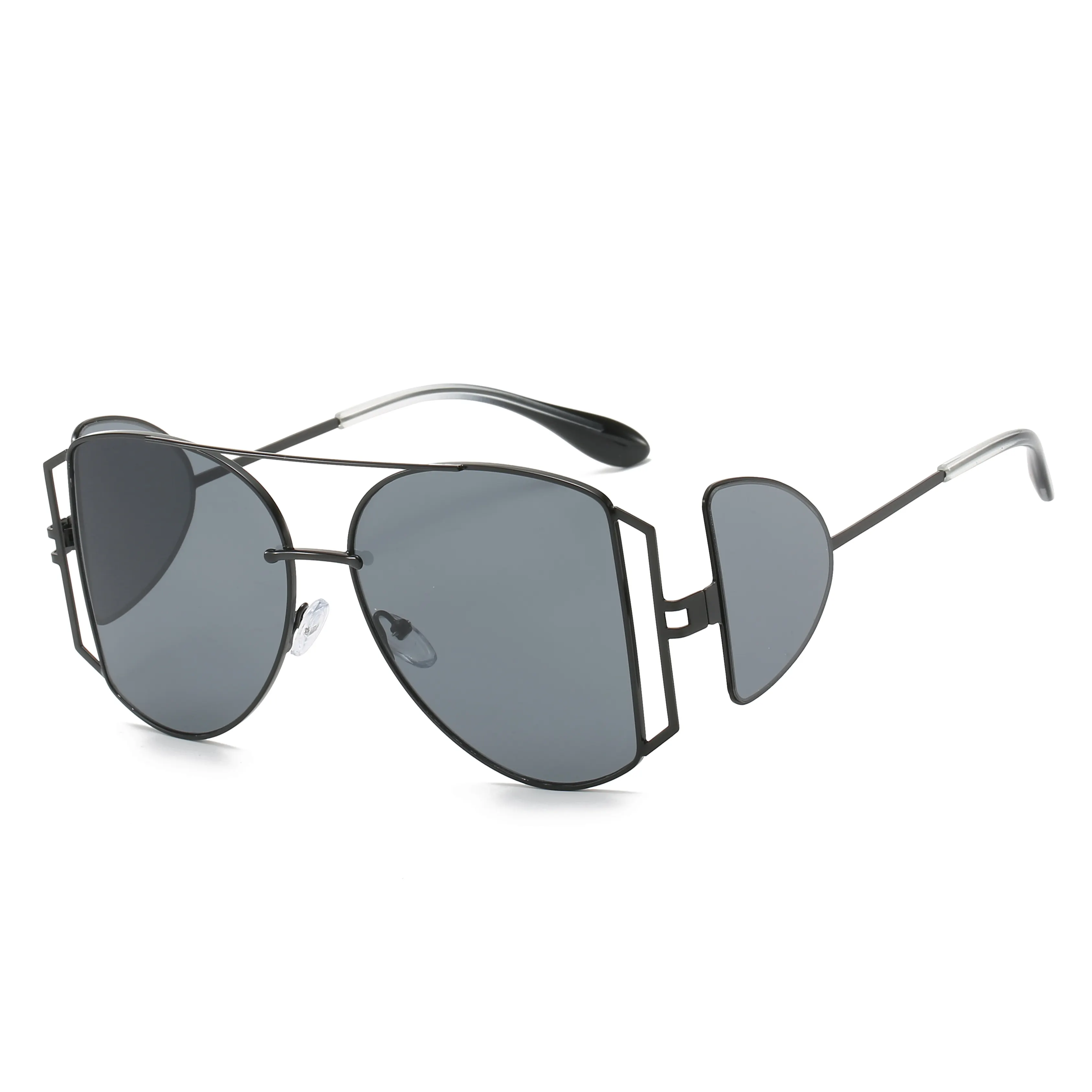 Gafas de sol de moda punk para hombre y mujer, lentes de sol de metal con lentes laterales pequeños, 2020