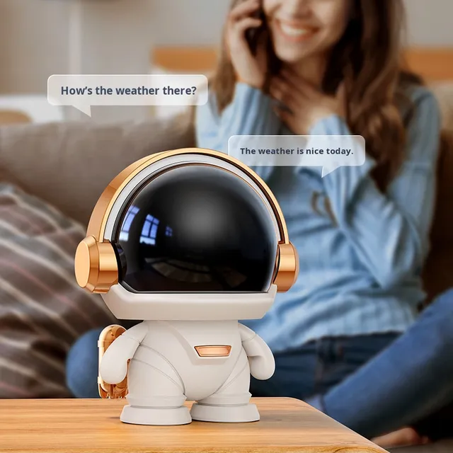 New Astronaut Mini Plastic Cabinet Wireless for Bluetooth Speaker RGB LED Lighting Subwoofer WiFi AC for Desktop Outdoor Use