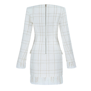 A2709 Migu Garment Tassel Bodycon <span class=keywords><strong>V</strong></span> Neck Lattice Mini vestido de noche - Product Image 4