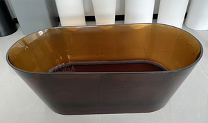 Bañeras de resina transparente de alta calidad Hanga, bañera de resina independiente, bañera de resina de piedra para baño de Hotel usada - Product Image 6