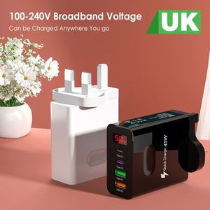 อะแดปเตอร์ชาร์จผนังแบบดิจิตอล LED 45W รุ่นใหม่ 5V 3.1A 2USB 2Type-C 4 พอร์ต ชาร์จเร็ว OTP สำหรับ Apple Samsung Xiaomi - Product Image 2