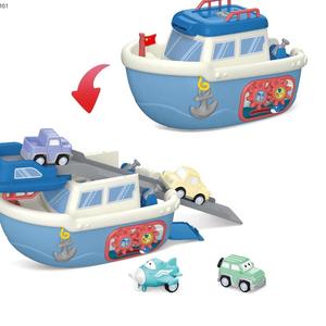 Barcos pista coche juguete niños multifuncional plástico Deformable Musical dibujos animados barco tirar hacia atrás pista Coche - Product Image 1