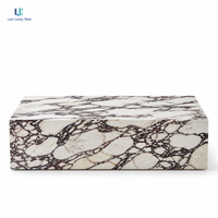 Table basse en marbre Luca Calacatta Viola |   Bloc rectangulaire en pierre naturelle polie, style moderne et luxueux, pour salon, villa, sur mesure