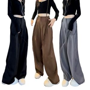 <span class=keywords><strong>กางเกง</strong></span>ขายาวผูกเชือกทรงหลวมสำหรับผู้หญิงกางเกงขากว้างเอวยางยืดสีพื้นกางเกงสำหรับนักเรียนเด็กผู้หญิง Y2K ฤดูใบไม้ร่วงเข้าชุดได้กับทุกชุด - Product Image 5