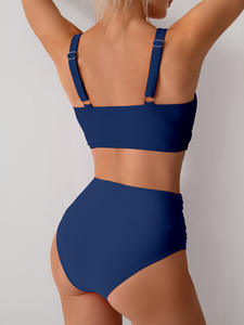 2025 New Fashion High Waist <strong>Bikini</strong> Set for Women Sexy Split <strong>Swimsuit</strong> with <strong>Thongs</strong> Bottom 2-Piece Set - Product Image 6