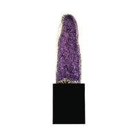 Statue de grappe d'améthyste naturelle de qualité supérieure, cadre en alliage, accent décoratif en cristal pour la maison, figurine de collection pour salon, cadeau pour elle