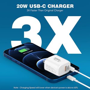 Charging Block Upgraded 20W USB C Wall Charger Block Dual Port PD <b>Power</b> Delivery Type C Charge <b>Adapter</b> Brick for iPhone 14/13 - Product Image 5