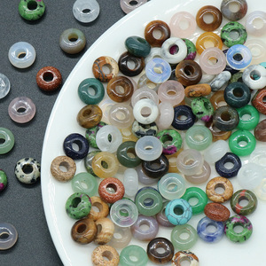 1081-5x10mm Grand Trou 4mm Cercle Cristal Naturel Agate Jade Haute Qualité Feng Shui DIY Pendentif Bracelet - Product Image 2