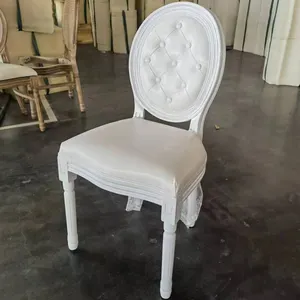 French Country Dining Chairs Louis Wooden Events wedding Fabric Upholstered Chair with Leg detachable