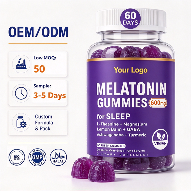 Melatonin Gummies with L-Theanine Magnesium Ashwagandha Turmeric GABA Lemon Balm Chamomile 60 Gummies Bulk Supply Wholesale OEM