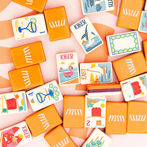 Jeu de tuiles de mahjong de luxe personnalisables en acrylique, style américain, gravées en profondeur, Masion Mahj Combo Beach - Product Image 2