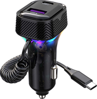 2024 nouveau téléphone portable Pd QC rapide double 2 Type C 1 Usb Usbc 3 ports Led adaptateur de charge rapide chargeur de voiture en métal