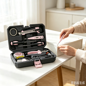 Kit d'outils ménagers rose 9 pièces, ensemble d'outils manuels de bricolage avec marteau et tournevis pour femmes, réparation à domicile et dortoir universitaire - Product Image 4