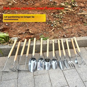 Mini pelle de jardin en acier inoxydable avec manche en chêne, outil de jardinage extérieur pour désherber et creuser, idéal pour la plantation et les travaux en bord de mer - Product Image 2