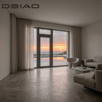 Puerta Batiente con Marco de Aluminio con Rotura de Puente Térmico, Aislamiento Acústico, Doble Vidrio Templado, Diseño Moderno para Dormitorio, Villa, Hotel, Supermercado, Exterior