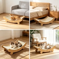Livraison Rapide Lit d'été en lin pour chat, Griffoir durable pour chat, Démontable, Lavable, Confortable, Hamac pour animaux de compagnie, Solide, Semi-circulaire pour chats