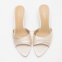 4302A-73 Sandales à talons hauts pour femmes, à bout pointu, à talon ouvert, plissées, au design spécial, de haute qualité, pour soirée