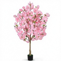 Arbre artificiel à fleurs de cerisier OUSHENG, fausses fleurs de sakura roses, décoration intérieure, 4 pieds, emballage en pot, pour salon, chambre, bureau