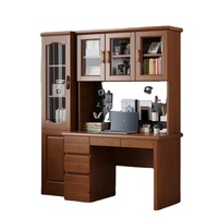 Bureau minimaliste en bois massif avec étagère intégrée, bureau d'étude/bureau pour étudiant (1,2 m), combinaison bibliothèque intégrée