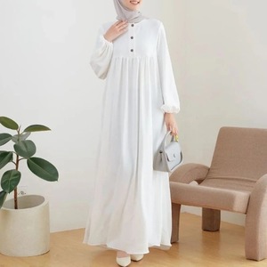 R-494 Elegantes Vestidos de Oración Islámicos de Manga Larga, Cuello Redondo, Color Sólido, Maxi Vestidos de Ramadán ODM, Caftanes para Mujer, Abaya Musulmana, Vestidos Modestos - Product Image 1