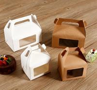 Boîte à gâteau en papier kraft portable avec fenêtre transparente, forme Gable, emballage alimentaire pour salade CN