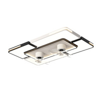 Ventilateur de plafond LED en métal avec lumière, télécommande intégrée, pour salon et chambre, style moderne et épuré