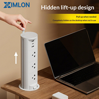 Prise de table standard UK/US/EU avec ports USB et Type-C, charge sans fil, indice IP44, gris, prise de bureau escamotable