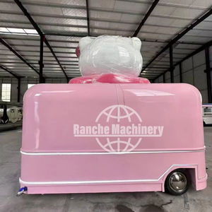 Camionnette de restauration mobile d'extérieur au design vintage, chariot à hot-dogs, camion à glaces, voiture électrique rétro, remorque de restauration rapide - Product Image 1