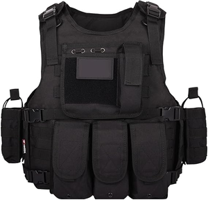 LINZ nero tattico piatto ponderato gilet portante in Nylon traspirante tessuto 1000D uso esterno taglia unica - Product Image 1